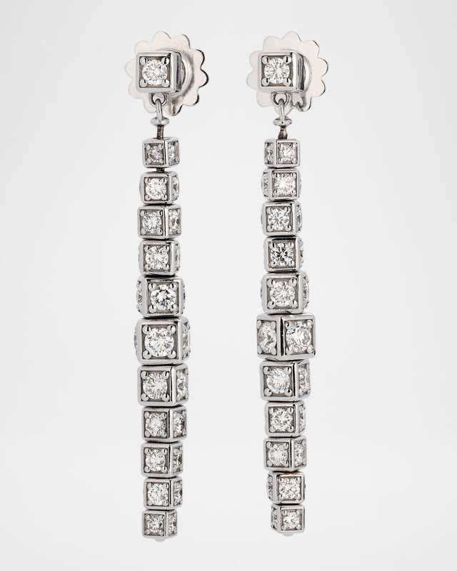 Faro Earrings in 18K White Gold with White Diamond Cubes